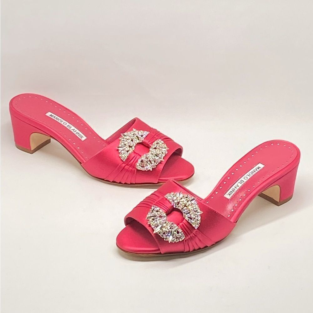 Manolo Blahnik Prinap 50MM Satin Mules